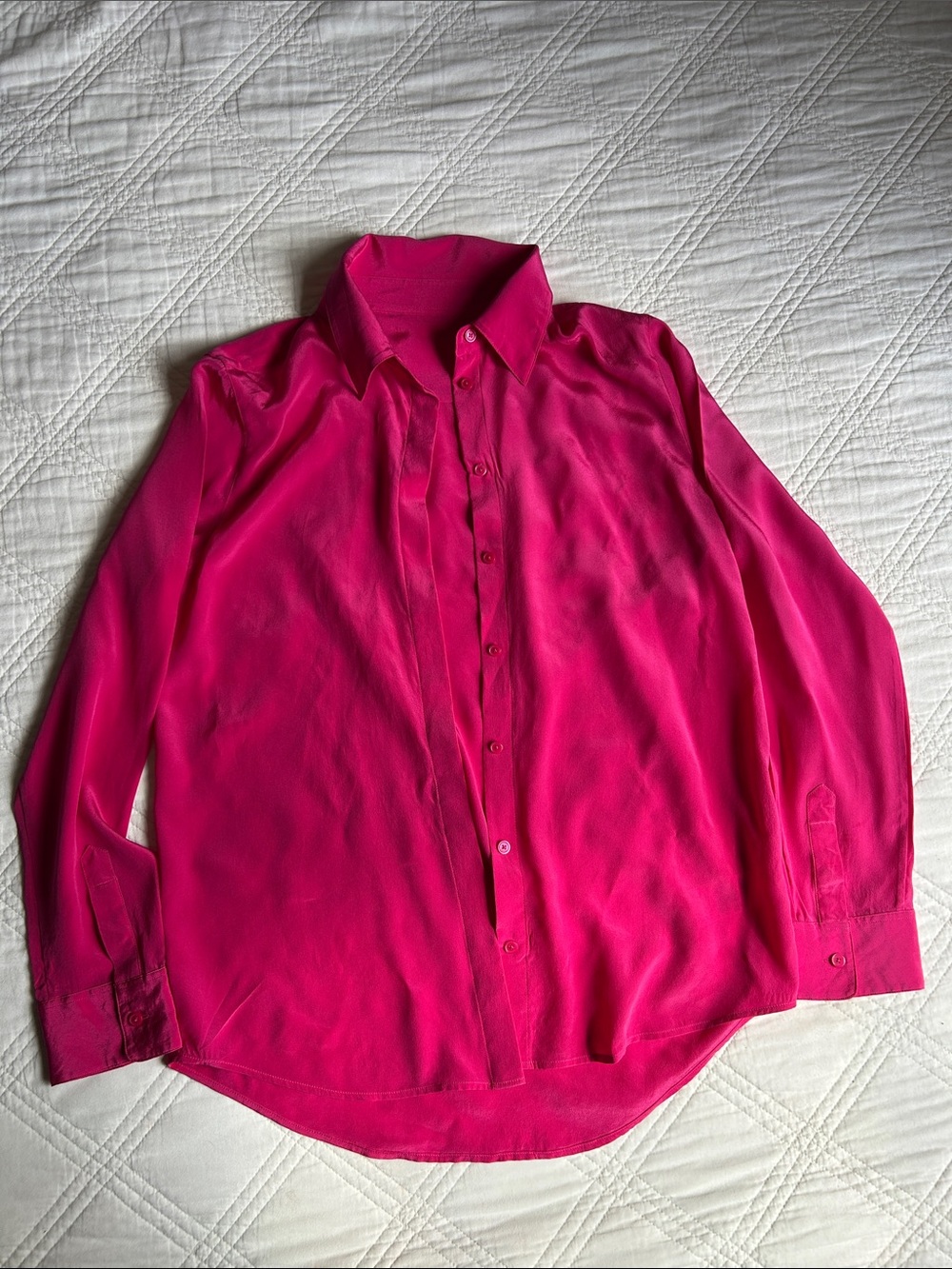 Aritzia Babaton Womens 100% Silk Button Up Blouse Sz M Pink Long Sleeve Shirt